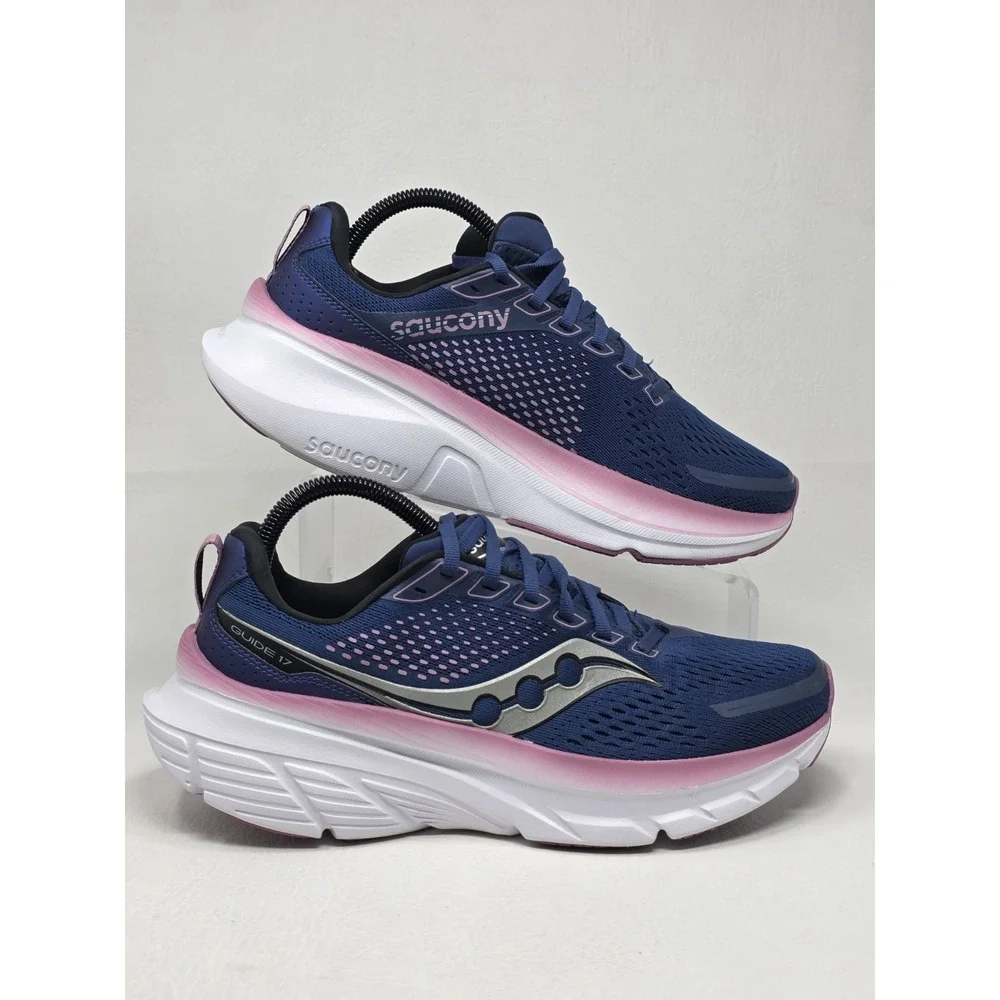 Saucony Womens Size 9.5 Guide 17 Stability Running Shoes Navy/Orchid Pre-owned